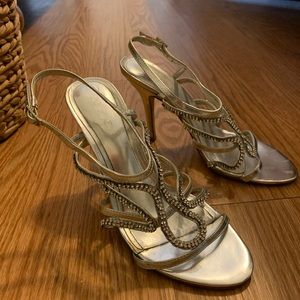 Silver strappy heels